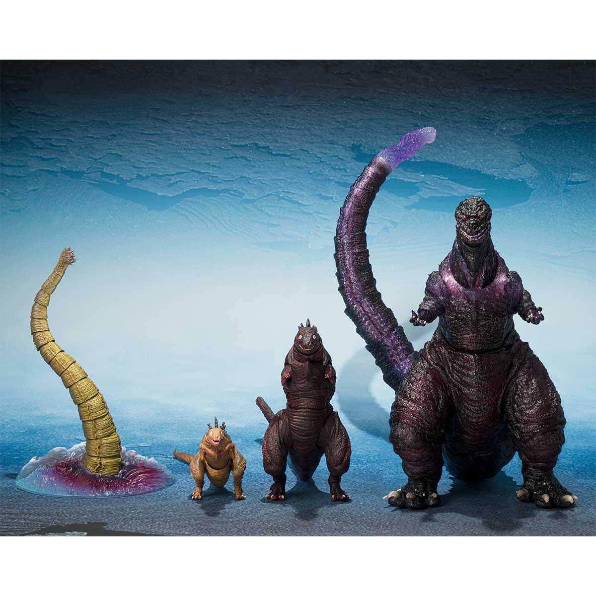 S.H.MONSTERARTS GODZILLA [2016] THE SECOND FORM &amp; THIRD FORM &amp; GIANT UNIDENTIFIED CREATURE SET TAMASHII NATIONS