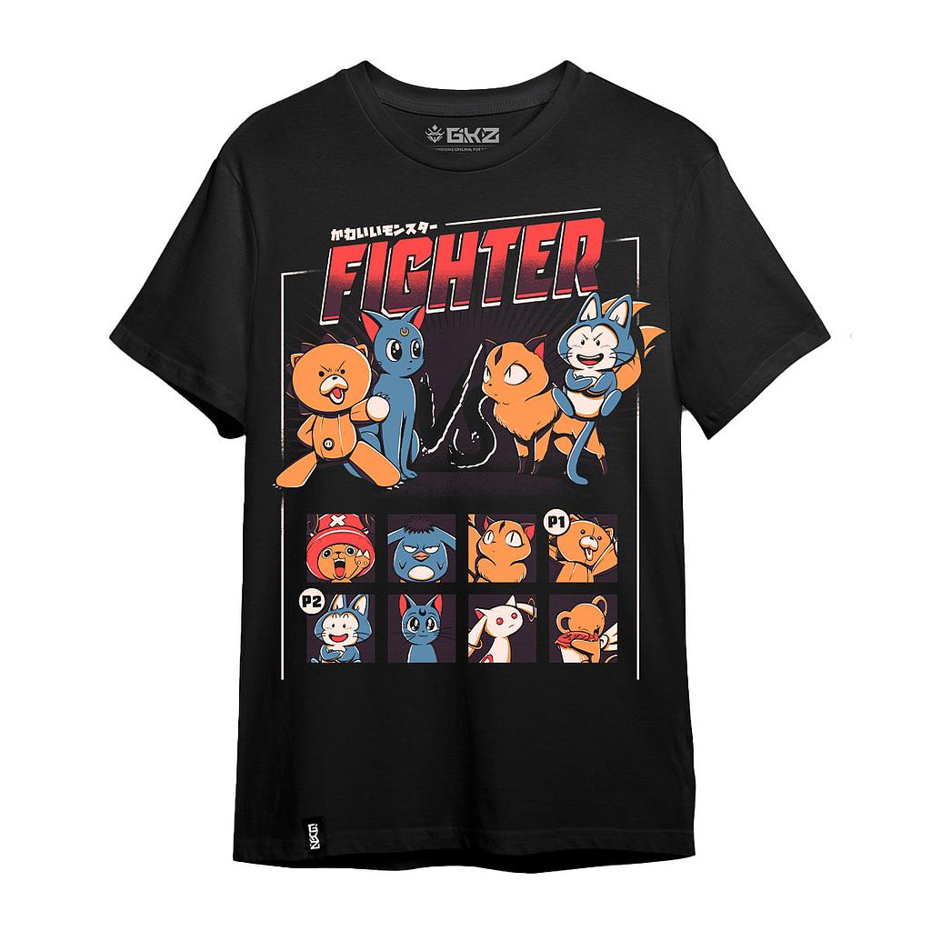 POLERA ANIME FIGHTER GRIS OSCURO BY ILUSTRATA - GKZ