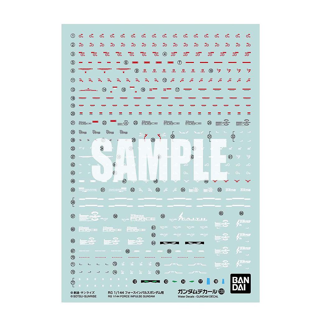 DECALS GUNDAM 130 RG 1/144 FORCE IMPULSE GUNDAM BANDAI HOBBY