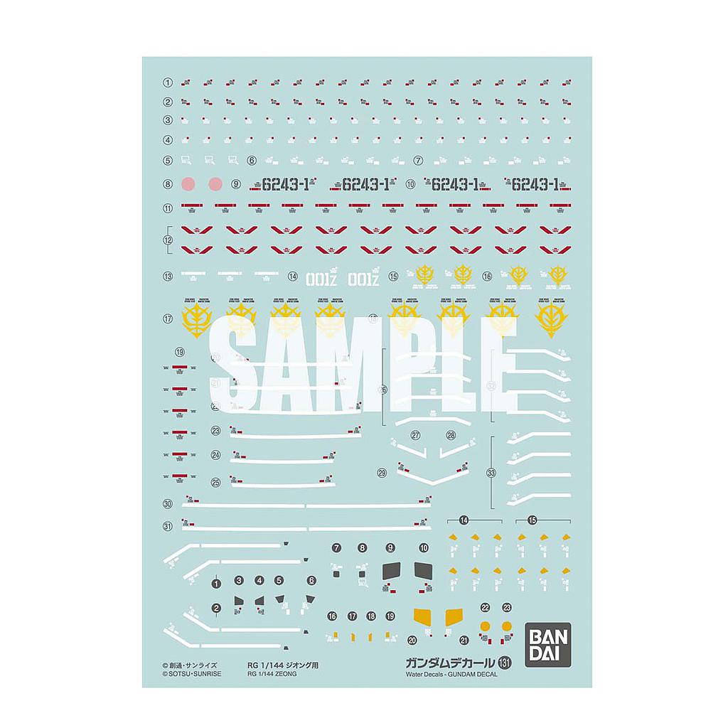 DECALS GUNDAM 131 RG 1/144 ZEONG BANDAI HOBBY
