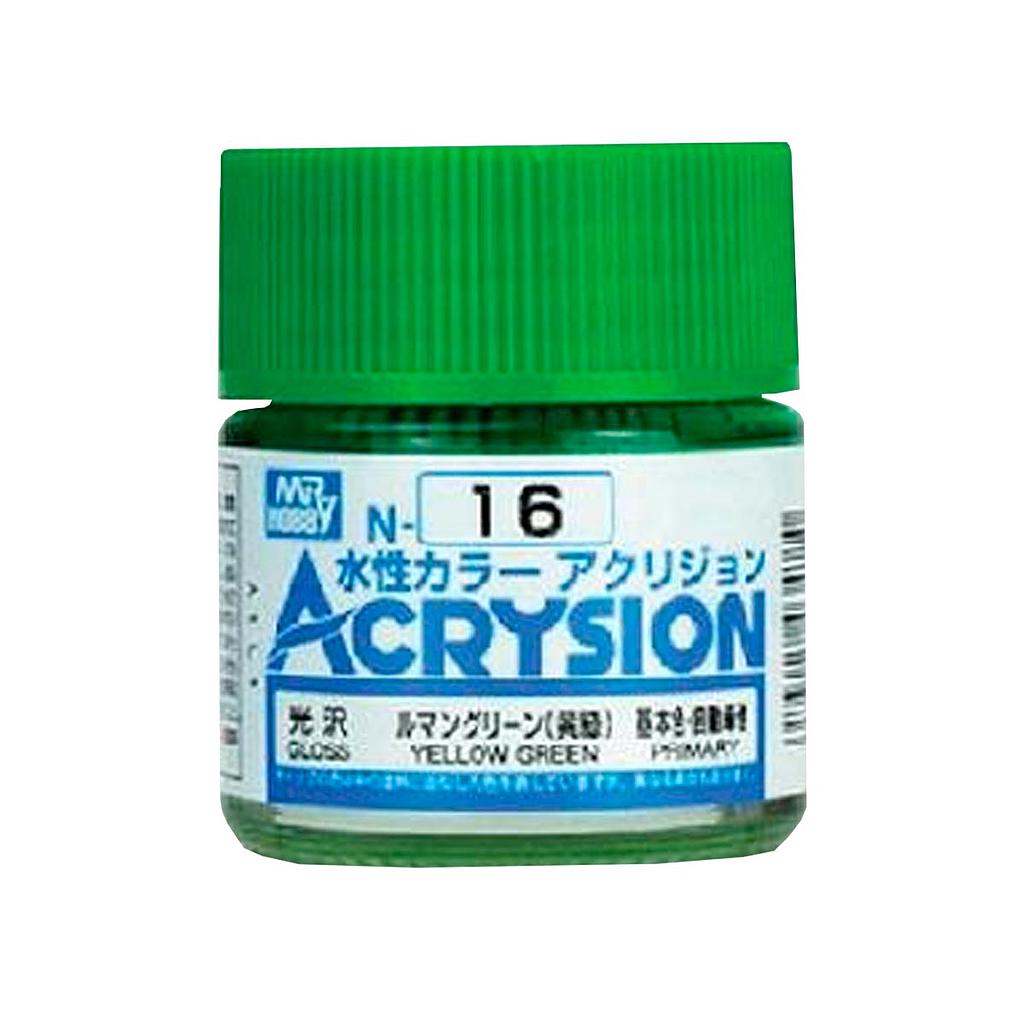 PINTURA N16 ACRYSION COLOR YELLOW GREEN MR. HOBBY